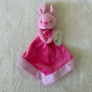 NWT Prestige Baby Pink Bunny (velour and gingham print) Lovey Security Blanket